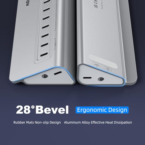 Image of Powered USB Hub 10Gbps, intpw 15-Port USB 3.2 /USB C Hub (6 x USB-A 3.2 + 7 x USB-C 3.2 10Gbps +2 x PD 45W Fast Charging Ports), 3Ft Cable, Aluminum USB Hub for PC /Laptop /iPhone 17 /16 /MacBook Neo