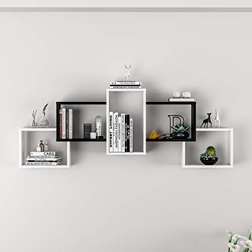 HOMIDEA Étagère manga Murale - Étagères pour salon de style moderne (Blanc/Noir) – Image 2