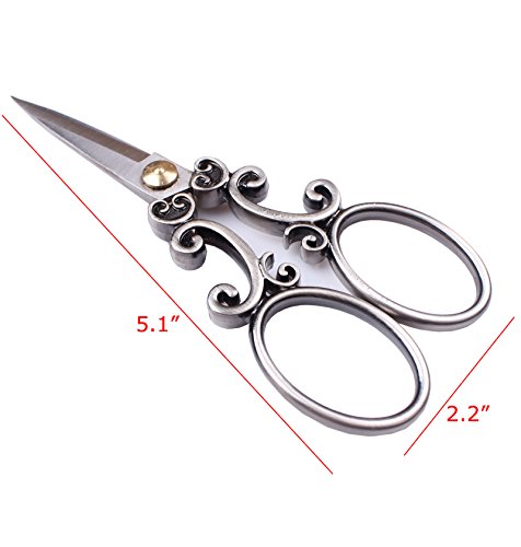 Bihrtc European Vintage Stainless Steel Sewing Scissors Diy Tools Cloud Pattern Dressmaker Shears Scissors For Embroidery, Craft, Art Work & Everyday Use (Silver) #TOP1