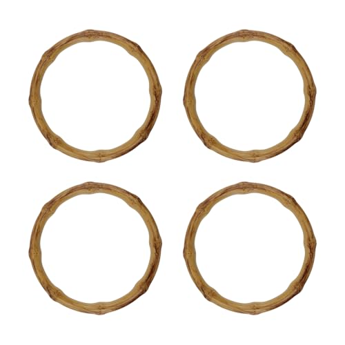 Geesatis 4pcs Imitation Wooden Handbag Handles Replacement,Plastic Round Shaped Bag