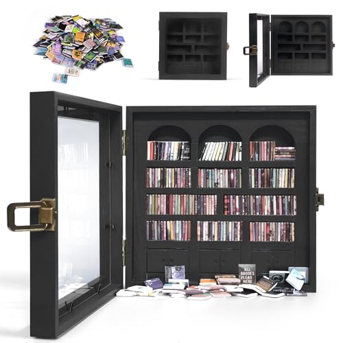 WifePro Anxiety Bookshelf Mini Books Display for Stress Relief and Fun Decor, Perfect Decorative Miniature Library for Book Lovers, Ideal for Home Decor, Office Decor, and Thoughtful Gift - Black