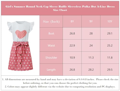Girl's Summer Casual Round Neck Cap Sleeve Ruffle Sleeveless Polka Dot A-Line Dress3