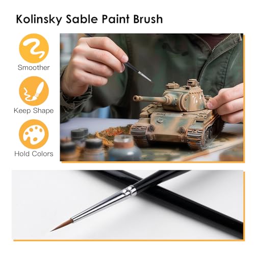 Image of Kolinsky Sable Miniature Paint Brushes - Professional Artist Brush Size 0, Small Fine Detail Paint Brush Set for Mini Paints, Paint by Number, Figurine
