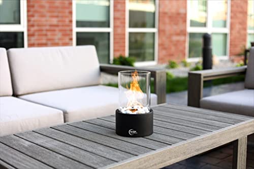 Tabletop Fireplace With Glass Stone - Concrete Material & Windproof Glass Cover - Portable Clean Burning Indoor & Outdoor Decorative Firepit - Bio Ethanol Ventless For Valentine's Day - Birthday Party #TOP5