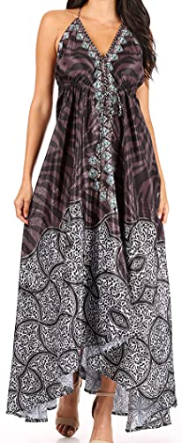 Image of Sakkas Lizi Womens Maxi High-Low Halter Handkerchief Long Dress Beach Party