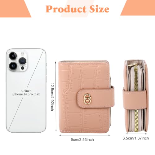 Image of PALAY Small Wallet for Women Bifold Compact PU Leather Crocodile Pattern Ladies Purse with Card Slots and Coin Pocket for Daily Use and Traveling