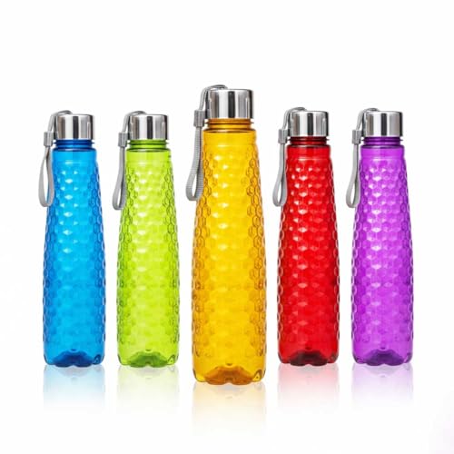 Image of RED WIND Unbreakable 1 Litre Honeycomb Texture Water Bottles with Strap | Pack of 3 | Multicolor | Leakproof Screw Cap | BPA-Free | Bottles for Fridge, Home, Office, School and Travel