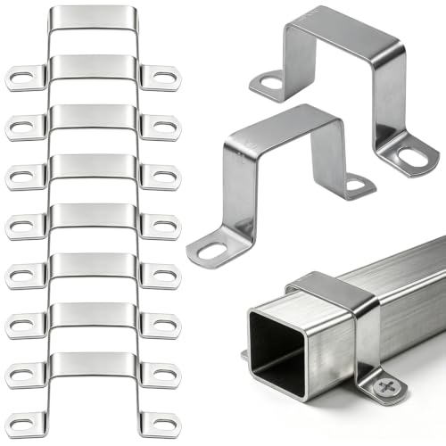NETFLO 10 fascette per tubi quadrati, 60 x 30 mm, in acciaio inox 304