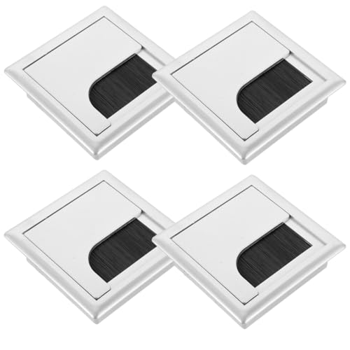 TEHAUX 4 piezas Tapas para Orificios de Cable con Cepillo de Plástico para Escritorios, Bordes Redondeados, Gestión de Cables para Computadoras, Uso en Hogar y Oficina miniatura 1
