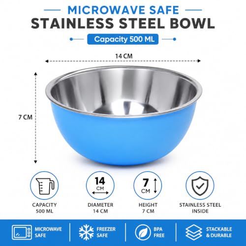 Image of Zaib Stainless Steel Microwave Safe Serving Bowl 500 ml, 14 cm
