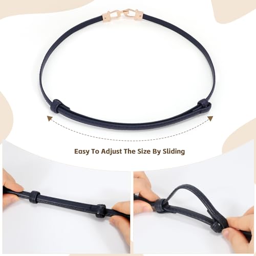 Image of JASGOOD Leather Skinny Belts for Women Plus Size Ladies Thin Waist Belts Adjustable for Jeans Pants Dresses with Gold Buckle