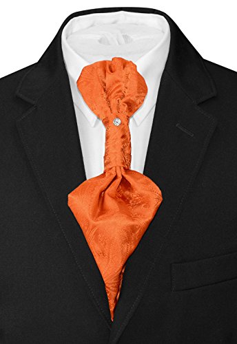 Image of Vesuvio Napoli PreTied ASCOT Solid PAISLEY Color Cravat Men's Neck Tie 21 Colors