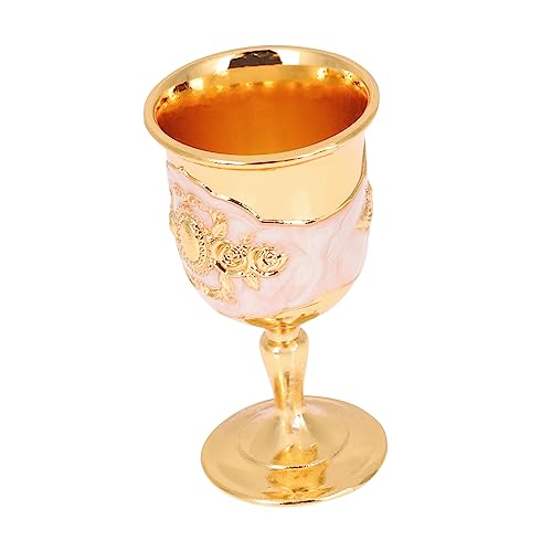 GRIRIW Retro Zinc Alloy Wine Goblet Vintage Embossed Design for Parties Weddings Bars Resistant Drinkware Unique Decorative Cup Finish