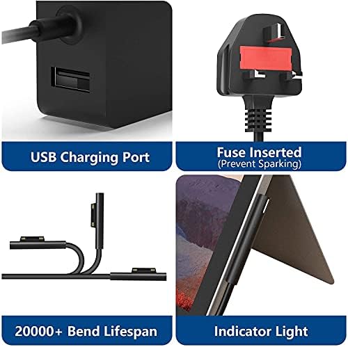 Surface Laptop Charger Surface Pro Charger, 65W(Suitable for 65W,44W, 36W,24W) Power Supply Compatible for Surface Pro 3/4/5/6/7/8/X Surface Laptop1/2/3/ Surface Go1/2 & Surface Book1/2 Charger