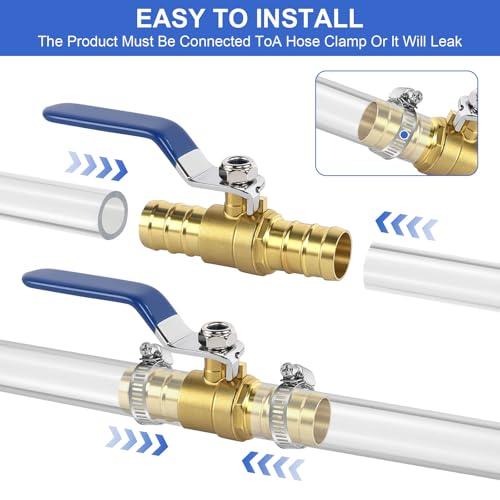 2 Stück Messing 3/4 Zoll Kugelhahn Absperrhahn 3/4 Zoll (19mm) Kugelhahn mit Blau Flügelgriff Absperrkugelhahn mit 4 Klemmen Kraftstoffleitungsarmaturen Gartenhahn Anschlüsse