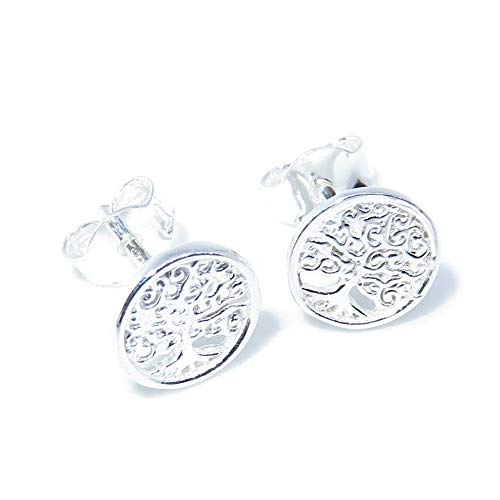 Image of TINY Tree Of Life sterling silver stud earrings .925 x 1 pair studs