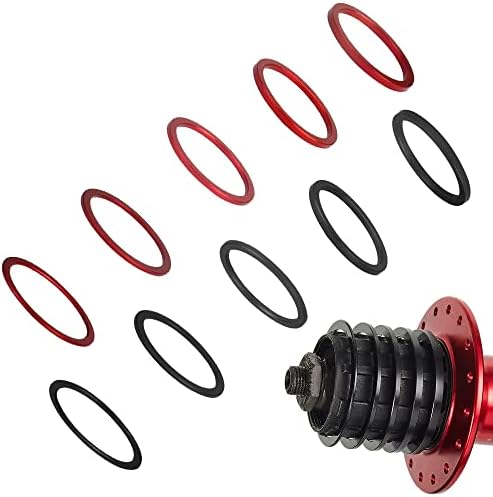 STCRERAG Pack of 10 Spacer Bicycle Inner Bearing Flywheel Hub Spacer Black Red Flywheel Hub Spacer 7 8 9 10 11 Speed Cassette Disc for Adjusting the Bicycle Bottom Bracket