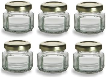 Nakpunar 6 pcs, 16 oz Oval Hexagon Glass Jars with Plastisol Lined Lids - Made in Europe