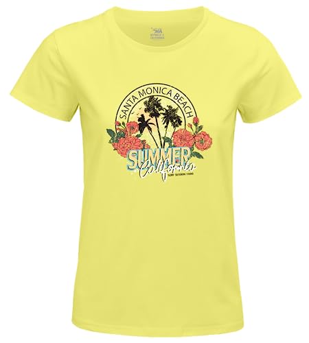 Photo de Republic Of California « Santa Monica Beach » WOREPCZTS103 T-Shirt Femme, Jaune, Taille XL