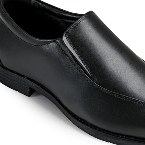 Image of Chardonnay Men's Black Leather Slip On Formal Shoes | Comfortable Loafers for Office, Business