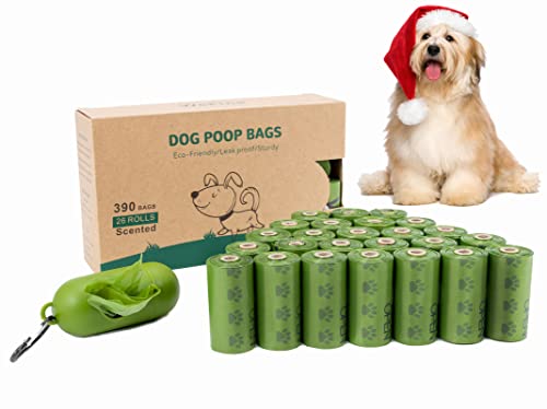 Dog Poo Bags,390 Counts 26 Rolls Large Extra Thick Dog Waste Bags with Dispenser,9x13inch,Leak-Proof,Super Strong,Lavender-Scented Pet Poop Bags for Doggy and Cats