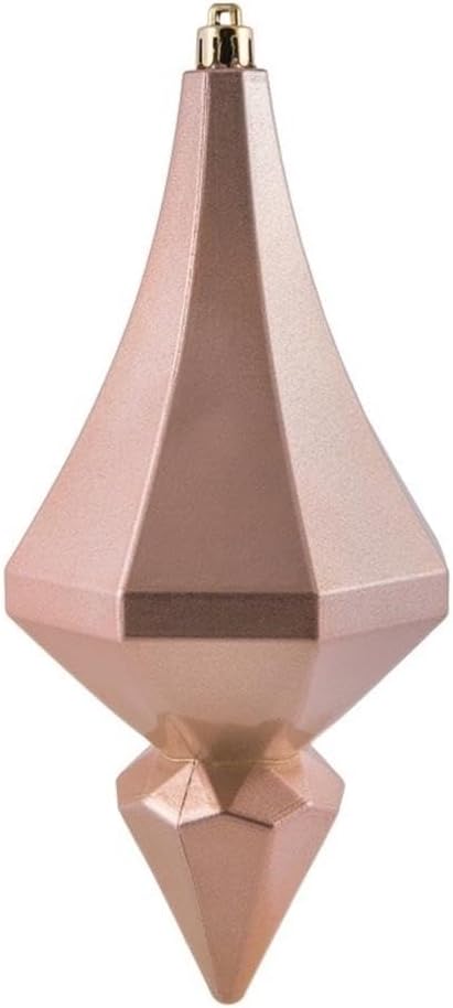 Vickerman Plastic Diamond Finial Ornaments in Candy Rose Gold (Set of 2)