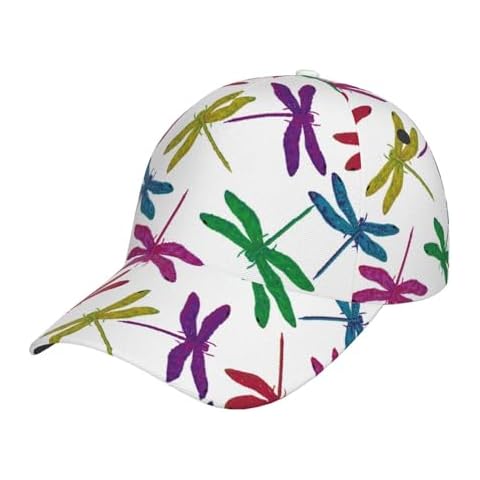 Niunew Baseball Caps for Men Women Adjustable Trucker Hats for Mens Womens Dragonfly Print Colorful Cute Cover