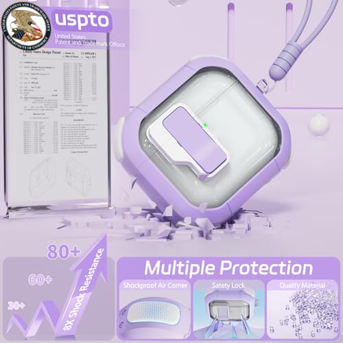 Image of Ekoonpft for AirPods 4 Case 2024, Secure Lock Design Clear Cases for Apple AirPods Pro 4th Generation for Women Girly, Soft Cover with Cleaner,Silicone Wrist Strap,Cute Candy Keychain,Carabiner