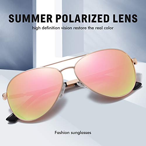 Image of DUCO Aviator Sunglasses for Men Women Vintage Polarized Sun Glasses Mirrored Lens Metal Frame Designer Shades 3025K