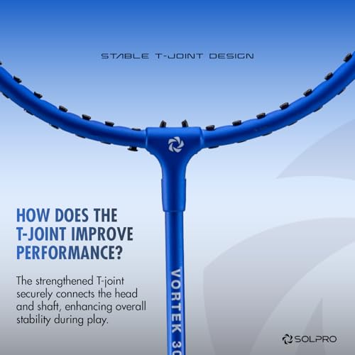 Image of SOLPRO VORTEK 3000 Badminton Racket Set (2 Pcs in 1) for Beginners & Intermediate, Adult & Kids Shuttle Bat with Full Cover Bag, Lightweight Racket with Durable Frame for Practice & Match (Blue /Black)