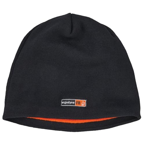 Ergodyne N-Ferno 6820 Fire Resistant Thermal Knit Beanie Cap,Black/Orange