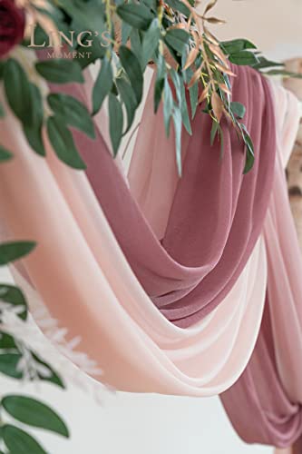 Ling's Moment Wedding Arch Draping Fabric 3 Panels 30" X 20Ft Chiffon Fabric Drapery Wedding Ceremony Reception Swag Decorations(Dusty Rose +Mauve +Blush) #TOP4