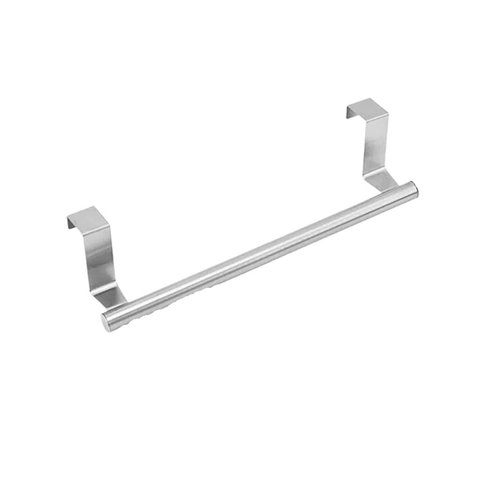 1pc Stainless Steel Over Door Towel Rack Bar Holders For Universal Fit On Cabinet Cupboard Doors(Silver 23cm)
