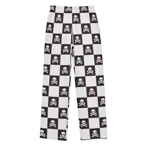 ZZKKO Skull Halloween Black White Boys Pants for Kids Jogger Pants with Pockets S-XL