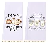 LXOMILL Sourdough Gifts for Women, Funny Kitchen Towels Set of 2, Sourdough Starter Gifts for Bakers, Bread Baking Dish Towels, Cute Kitchen Decor
