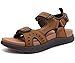 KuaiLu Mens Leather Hiking Sandals With Arch Support Orthopedic Sport Recovery Athletic Walking Sandals For Man Outdoor Summer Casual Thick Cushion Beach Water Fisherman Sandal, size 11.5 Khaki Brown