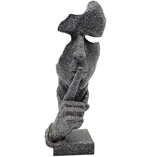 Thinker Statue Keep-Silence Office Décor - Silence Is Gold Abstract Sculpture Keep Silent Men Figurine Creative Face Sculpture(Stone) #TOP4