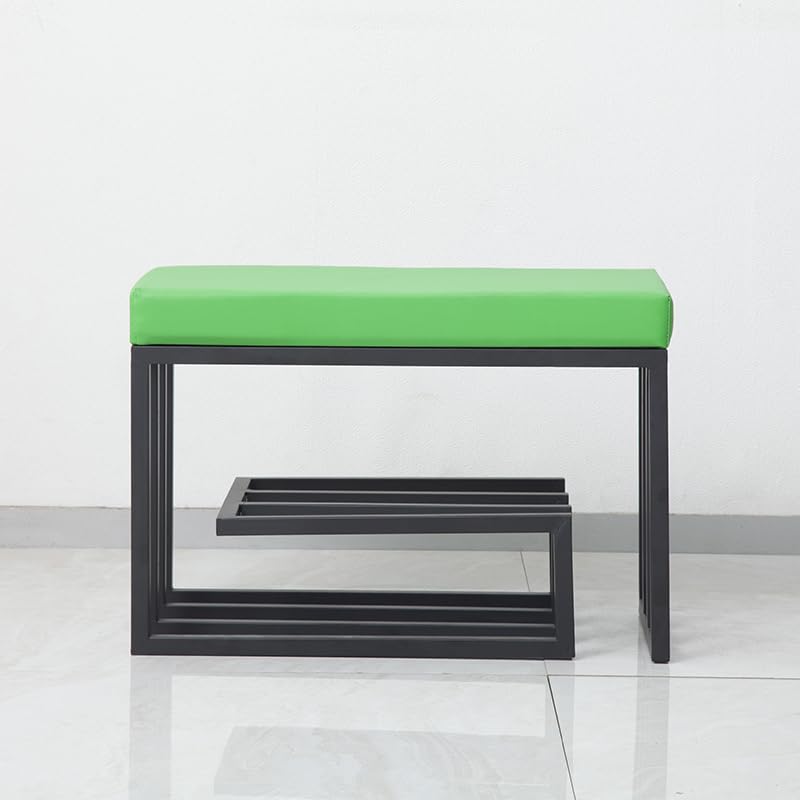 Banc de chambre en cuir PU vert et métal pour une décoration raffinée