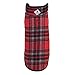 The Worthy Dog Plaid Sherpa Lined Dog Alpine Jacket, Adjustable Bonded Sherpa Jacket with Harness Hole, Wind-Resistant, Winter Outdoor Clothes for Pets, Red - 12'