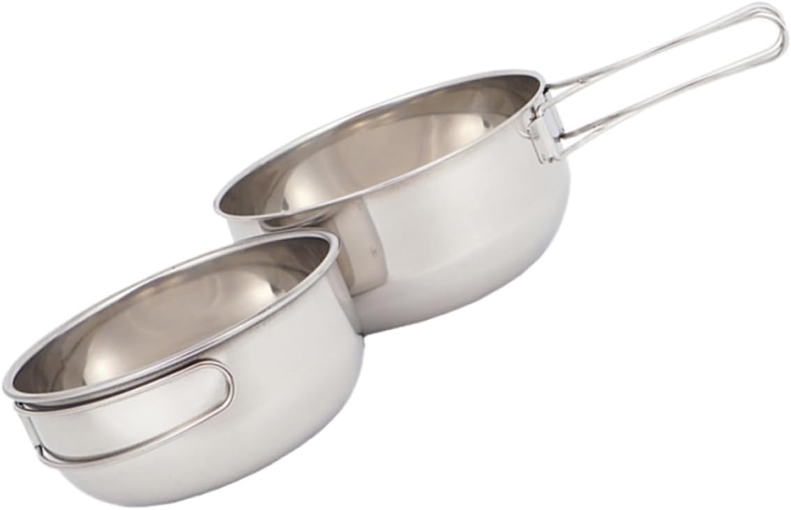 3pcs Camping Utensils Bowl Stainless Steel Foldable Travel Bowl Storage Bag for Outdoor Cooking