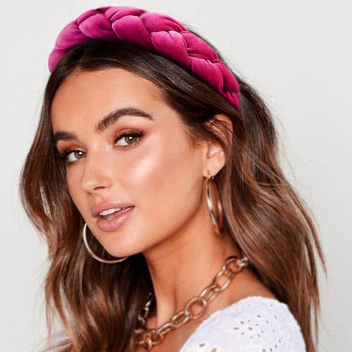 Image of DRESHOW Braided Headbands for Women Velvet Hair Hoop Elastic Criss Cross Hair Bands Accessories