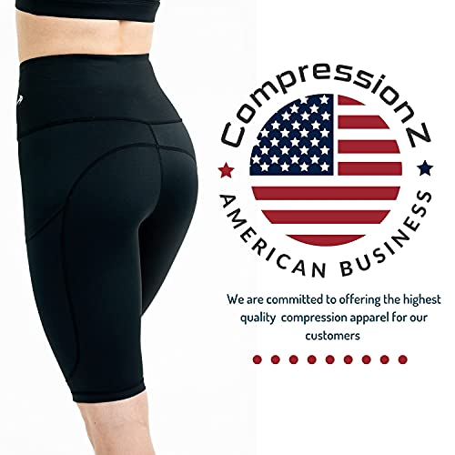 Women's Compression Biker Shorts 10" For Running Cycling Yoga Gym (Black, S) #TOP4