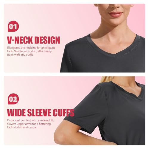 V Neck T Shirt for Women Plus Size, Short Sleeve Casual Tops Summer 2025 Basic Tees2