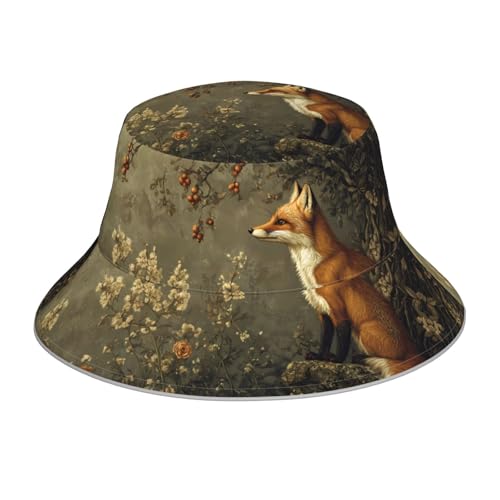WZYWHJ - WZYWHJ Chapeau bob réversible motif renard chasse – pour hommes et femmes couvre-chefs de protection pour voyage et activités de plein air noir