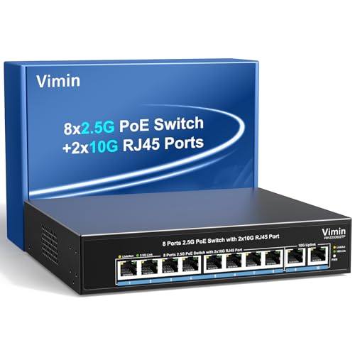 Image of 8-Port 2.5G PoE+ Switch | 2 x 10G Uplink RJ45 Switch | 80Gbps Switching Capacity |12K Jumbo Frame | Plug & Play Unmanaged | IEEE 802.3af /at Compliant | 150W PoE for High-Speed Networking & PoE Devices