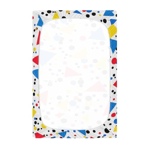 Image of Crib Sheet Breathable Soft Crib Mattress Sheet for Baby Toddler Boys Girls Fitted Crib Sheet Fit Standard Crib Mattress 52 x 28 Inch Colorful Triangle Dots