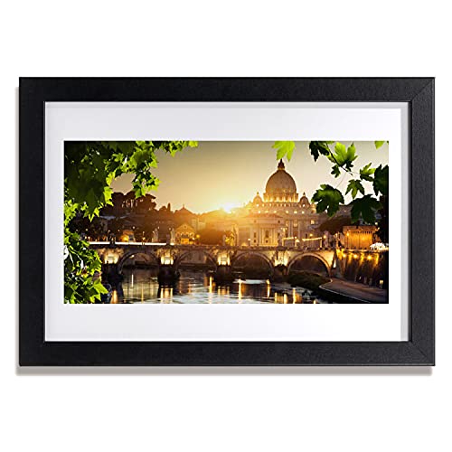Affiche encadrée salon et chambre déco architecture pont de la ville 30x20 cm