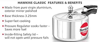 3 Litre Wide Hawkins Classic Aluminium Pressure Cooker -Stovetop Pressure Cooker