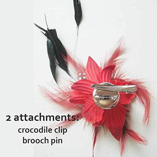 Black Fascinator Clip, Ladies Feather Beak Clip Fascinator, Black Brooch Pin Hair Accessory, Weddings, Races (Black)