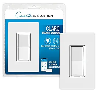 Lutron Caseta Claro Smart Switch & Wallplate for LED Lights (Smart Hub Required)